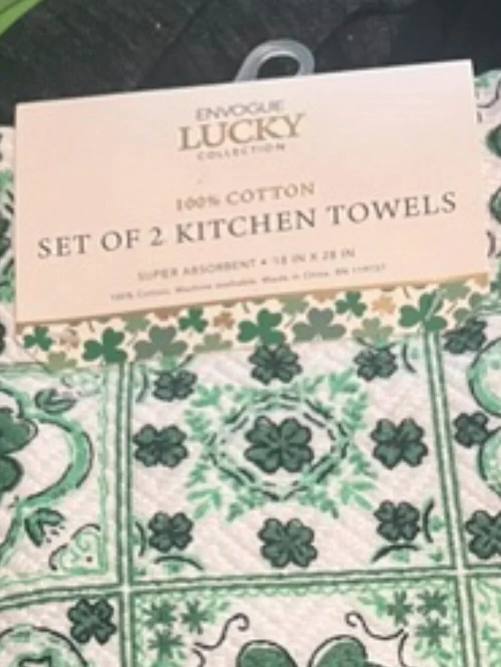 Set of 2 Shamrock Lucky Kitchen Towels - NWT